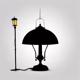 a lamp on a post with a light in the background