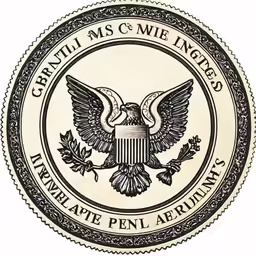 a seal that has an eagle and leaves on it
