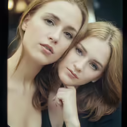two beautiful young women sitting next to each other