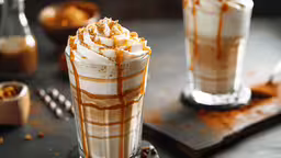 a chocolate dessert milkshake next to another glass,a close up of a drink on a table