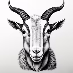 an antelope portrait on a white background