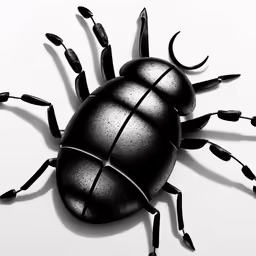 a black bug with six legs sitting on top of a table