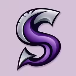 the letter s, with some kind of purple and silver color