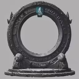 a bronze statue with a round in the center
