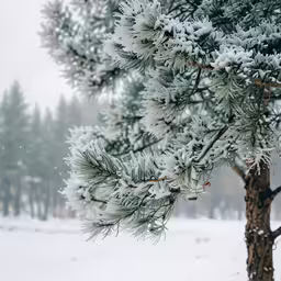 an evergreen tree is covered in snow