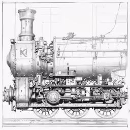 an old, vintage train engine drawing