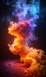 color smoke swirls brightly into the air
