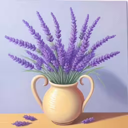 a painting of flowers in a vase on a table