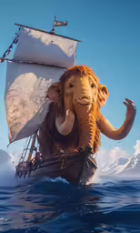 an image of a cartoon elephant on a boat