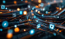 closeup of several blue and yellow wires and electrical cables