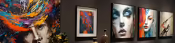the wall paintings have multiple different colors and sizes