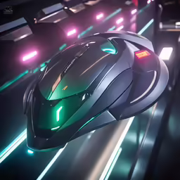 a futuristic vehicle flying through the air