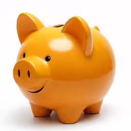 a small piggy bank sitting on top of a white table