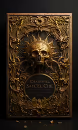a gold book with an ornate cover and golden details