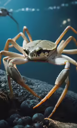 a crab that is sitting on some rocks