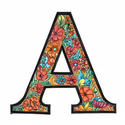 the colorful letter is made up of floral flowers
