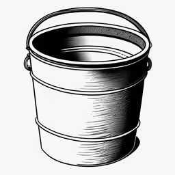 a black and white sketch of a bucket