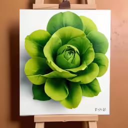 a picture of a large green flower on a white canvas