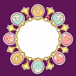 an artistic circular frame with ornaments and gold