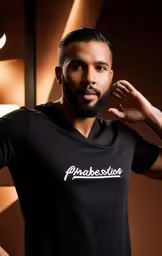 a man with a beard in a black shirt