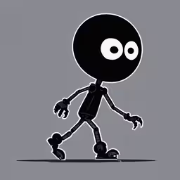 a man skateboarding while wearing a black outfit,the cartoon character is walking around in his skateboard