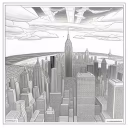 pencil drawing of skyscrapers, by person,an illustration of new york city
