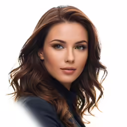 the beautiful, young woman is dressed in a suit
