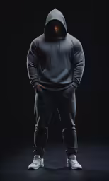 the person in a black hooded jacket is posing for a picture