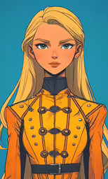 the blond haired woman with long, blonde hair in an armor
