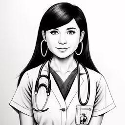 a woman doctor in white scrub top standing with stethoscope