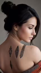 a girl with some tattoos on her back