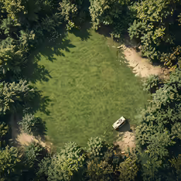 a small car in the middle of the grass
