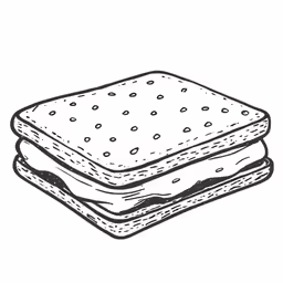 two pieces of bread, one black and white, in a doodled manner