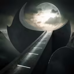 an image of steps to the moon and a castle