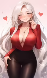 a cartoon character with long white hair and a shirt on