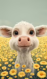 a photo of a cow that has been drawn up to look like he is in the middle
