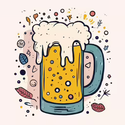 beer mug with foamy drizzle in the middle