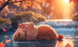 a woman is laying on the water in the water