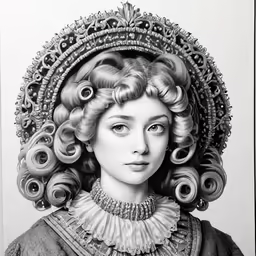 the portrait of a young lady is drawn on paper