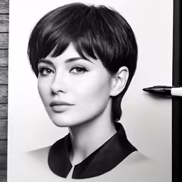 a pencil drawing of a person wearing black clothes