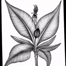 a drawing of a plant on a black background