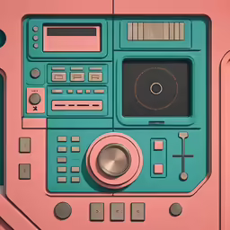 the control panel is a colorful, abstract design