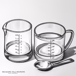 drawing with a scale and measuring glass