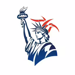 the statue of liberty holding the american flag