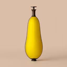 a yellow vase on a beige background