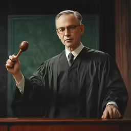 a judge of a courtroom in court posing with his gavel