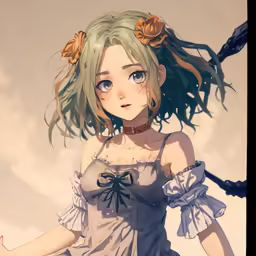 there is a woman dressed in white and holding something