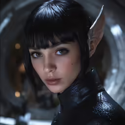 an image of a elf woman with bangs and a jacket