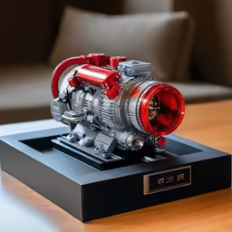 a model of a motor engine on a table