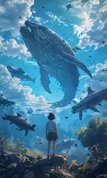 the movie poster of the animated creature that appears to be flying through the air